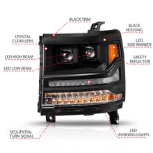Load image into Gallery viewer, ANZO 16-18 Chevy Silverado 1500 (Factory HID Models ONLY) Full LED Proj Headlights Black - Pair - Side View