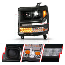 Load image into Gallery viewer, ANZO 16-18 Chevy Silverado 1500 (Factory HID Models ONLY) Full LED Proj Headlights Black - Pair - Back View