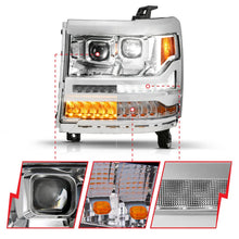 Load image into Gallery viewer, ANZO 16-18 Chevy Silverado 1500 (Factory HID Models ONLY) Full LED Proj Headlights Chrome - Pair - Back View