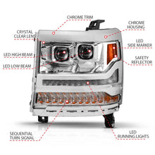Load image into Gallery viewer, ANZO 16-18 Chevy Silverado 1500 (Factory HID Models ONLY) Full LED Proj Headlights Chrome - Pair - Additional View 6