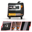 Load image into Gallery viewer, ANZO 16-18 Chevy Silverado1500 (Factory HID Models) LED Proj Light Bar Style Headlights Black - Pair - Back View
