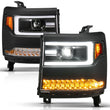 Load image into Gallery viewer, ANZO 16-18 Chevy Silverado1500 (Factory HID Models) LED Proj Light Bar Style Headlights Black - Pair - Additional View 5
