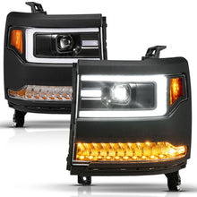 Load image into Gallery viewer, ANZO 16-18 Chevy Silverado1500 (Factory HID Models) LED Proj Light Bar Style Headlights Black - Pair - Additional View 5
