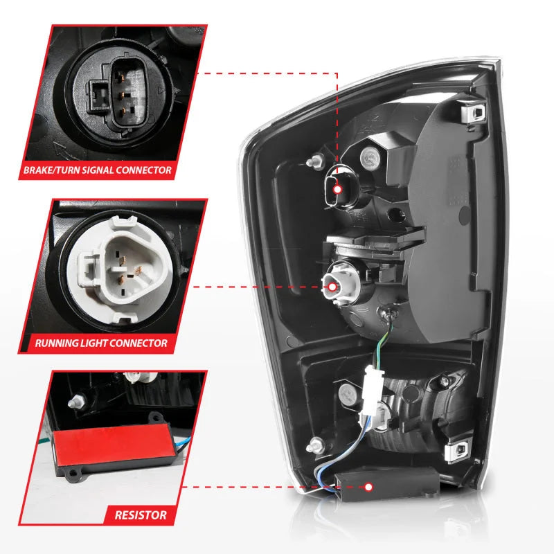 ANZO 16-21 Toyota Tacoma LED Tail Lights - w/ Light Bar Sequential Black Housing & Smoke Lens - Back View