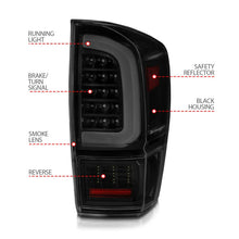 Load image into Gallery viewer, ANZO 16-21 Toyota Tacoma LED Tail Lights - w/ Light Bar Sequential Black Housing &amp; Smoke Lens - Additional View 6