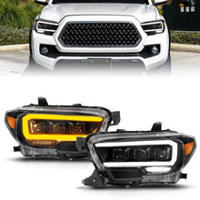 Load image into Gallery viewer, ANZO 16-22 Toyota Tacoma LED Projector Headlights w/ Light Bar Sequential Black Housing w/Initiation - Main Product View