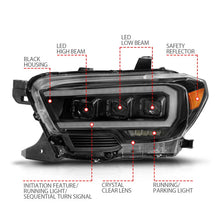 Load image into Gallery viewer, ANZO 16-22 Toyota Tacoma LED Projector Headlights w/ Light Bar Sequential Black Housing w/Initiation - Additional View 6