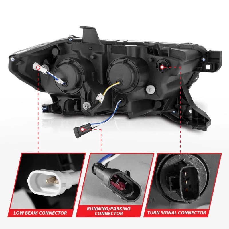 ANZO 16-22 Toyota Tacoma SR/SR5 ONLY Full LED Proj Headlights w/Light Bar Seq. Blk w/Initiation Lgt - Side View