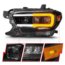 Load image into Gallery viewer, ANZO 16-22 Toyota Tacoma SR/SR5 ONLY Full LED Proj Headlights w/Light Bar Seq. Blk w/Initiation Lgt - Installation View