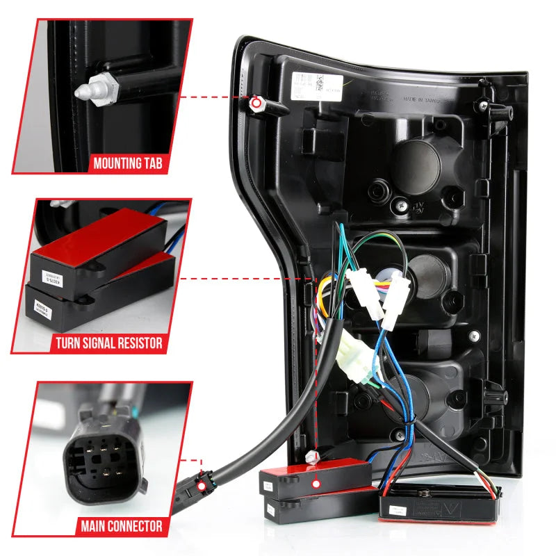 ANZO 18-19 Ford F-150 LED Taillight Black Housing Clear Lens Red Light Bar W/Sequential - Additional View 5