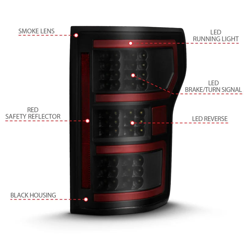 ANZO 18-19 Ford F-150 LED Taillight Black Housing Clear Lens Red Light Bar W/Sequential - Additional View 8