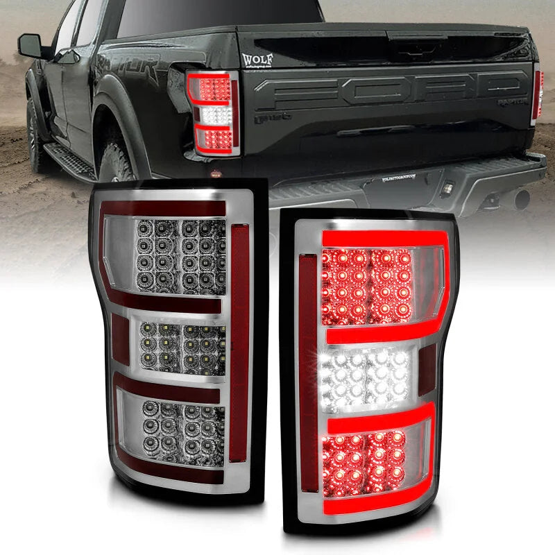 ANZO 18-19 Ford F-150 LED Taillights Chrome - Back View