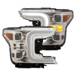 Load image into Gallery viewer, ANZO 18-19 Ford F-150 Projector Headlights w/Plank Style Switchback Chrome w/Amber - Side View