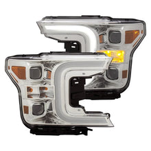 Load image into Gallery viewer, ANZO 18-19 Ford F-150 Projector Headlights w/Plank Style Switchback Chrome w/Amber - Side View