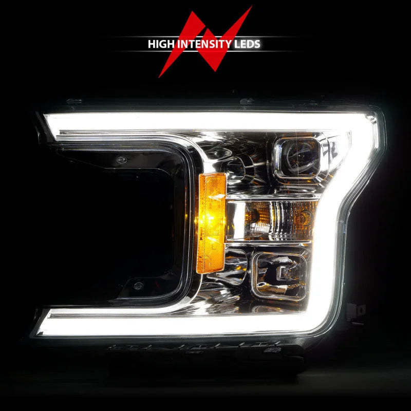 ANZO 18-19 Ford F-150 Projector Headlights w/Plank Style Switchback Chrome w/Amber - Additional View 6