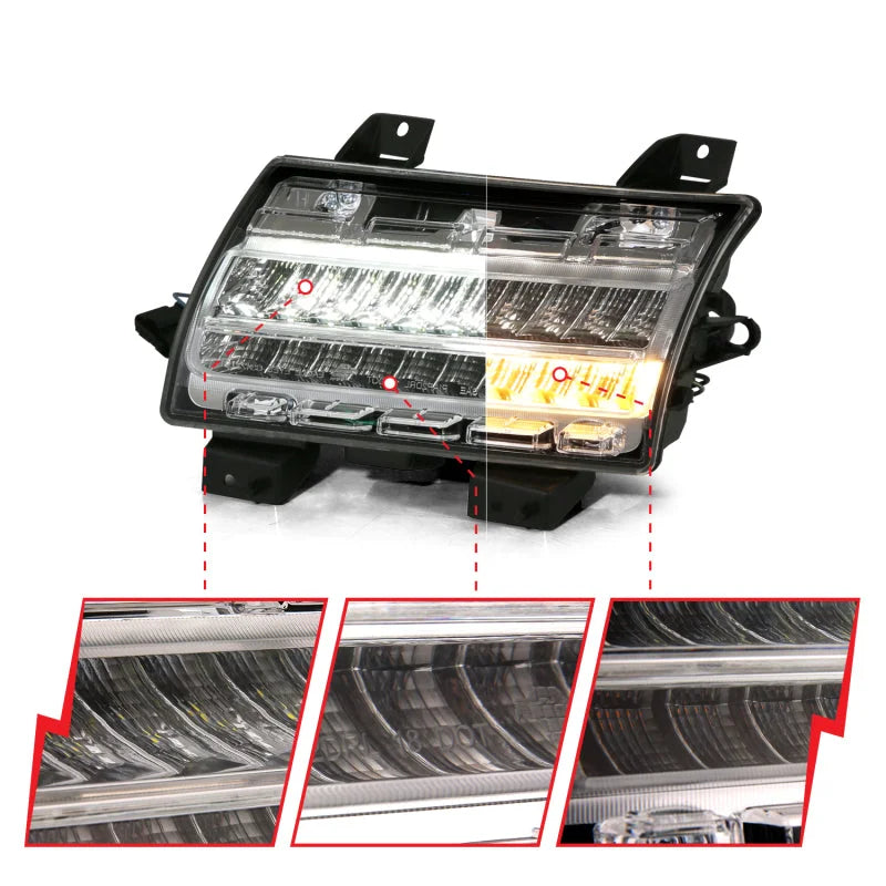 ANZO 18-19 Jeep Wrangler JL Halogen Chrome Clear w/ Sequential Signal - Back View