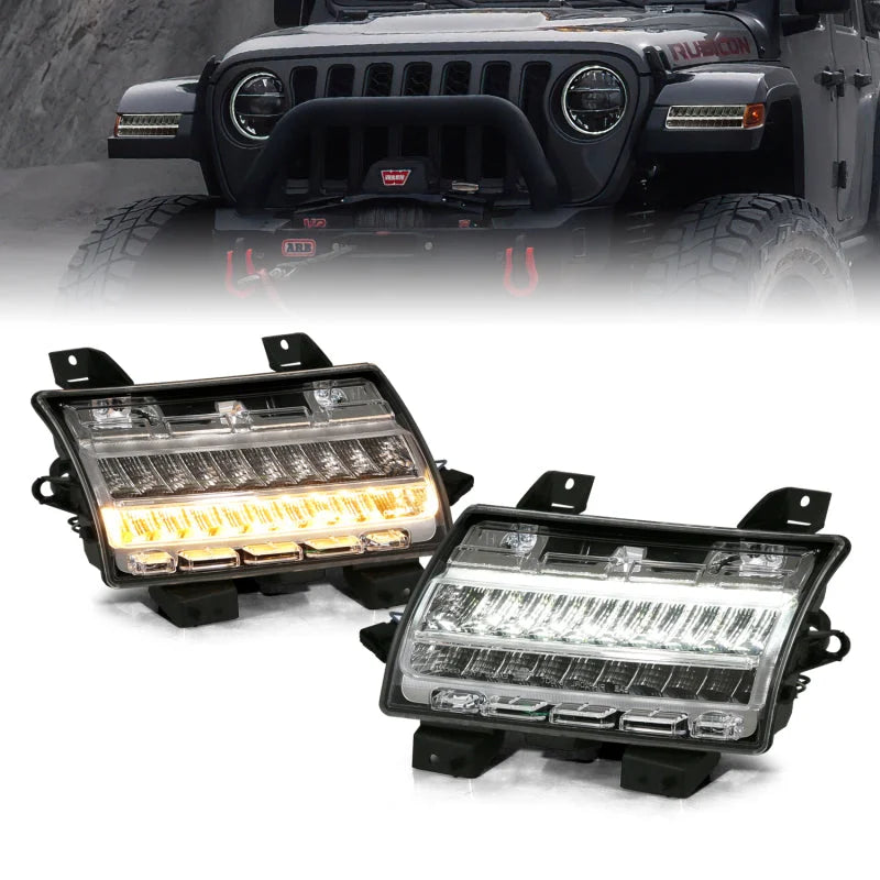 ANZO 18-19 Jeep Wrangler JL Halogen Chrome Clear w/ Sequential Signal - Additional View 5