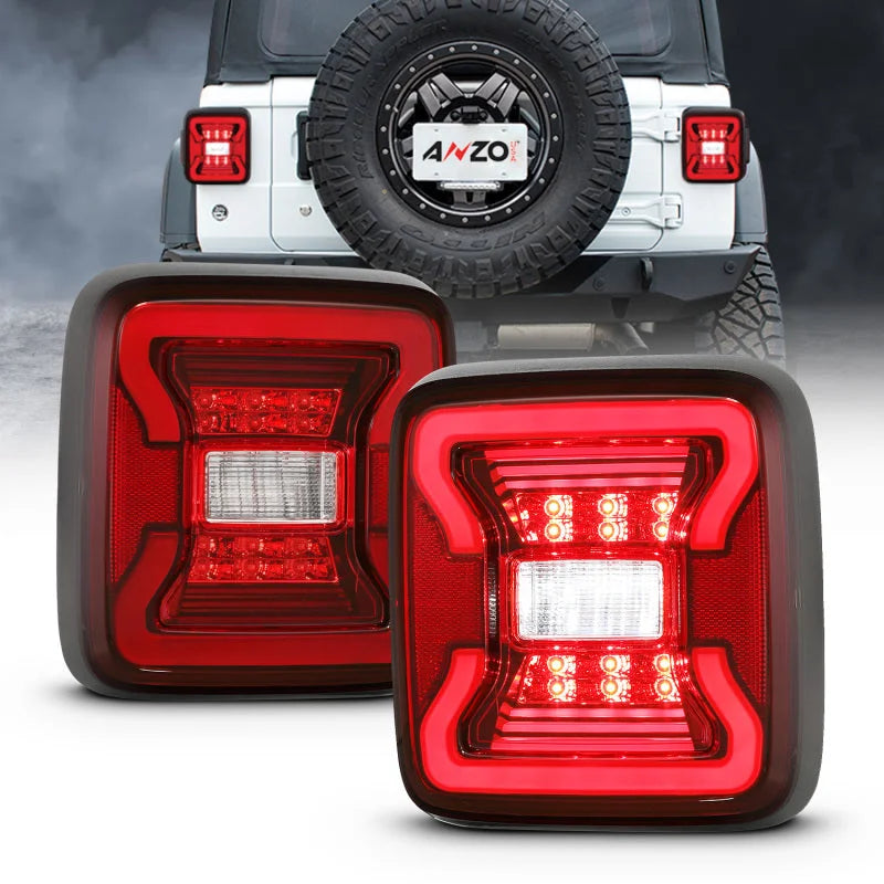 ANZO 18-19 Jeep Wrangler JL LED Taillights Black - Main Product View