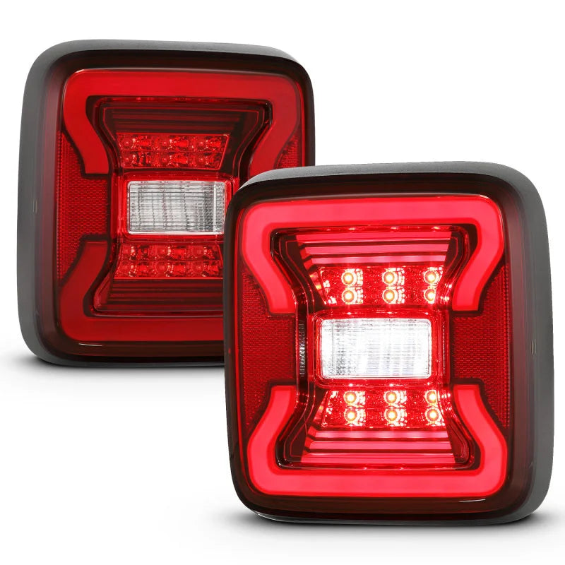 ANZO 18-19 Jeep Wrangler JL LED Taillights Black - Side View