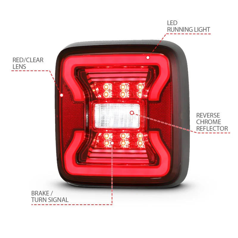 ANZO 18-19 Jeep Wrangler JL LED Taillights Black - Additional View 5