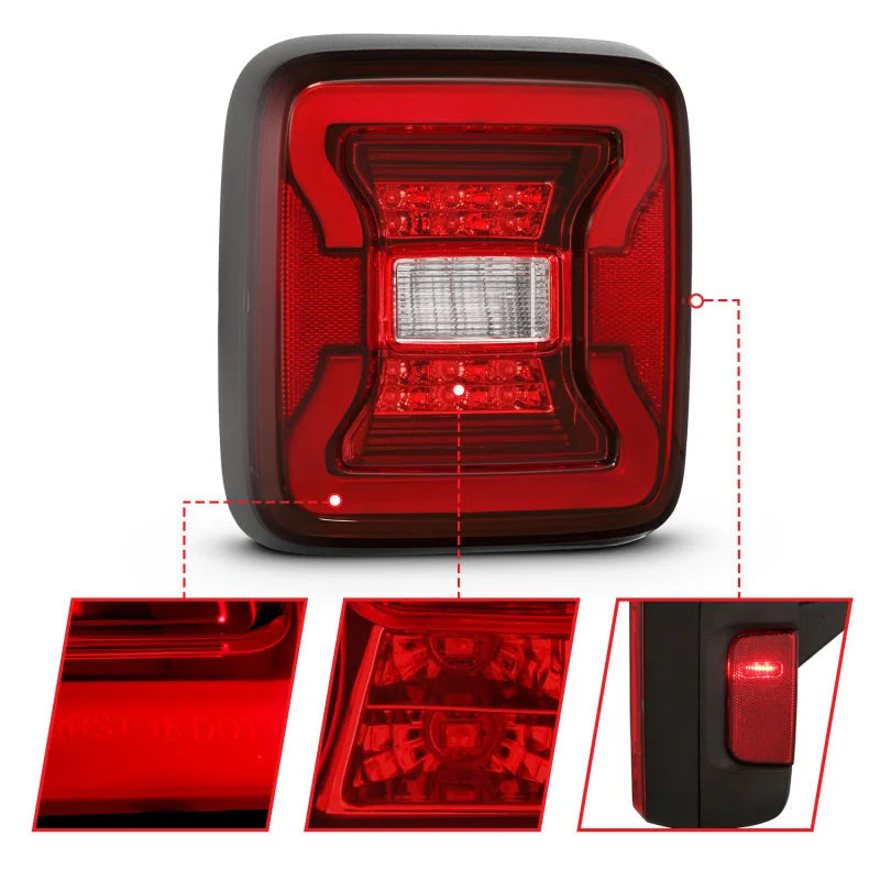 ANZO 18-19 Jeep Wrangler JL LED Taillights Black - Additional View 6