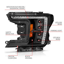 Load image into Gallery viewer, ANZO 18-20 Ford F-150 (w/Factory Halogen) Z-Series Full LED Proj Headlights Init/SeqSig - Pair - Back View