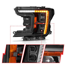 Load image into Gallery viewer, ANZO 18-20 Ford F-150 (w/Factory Halogen) Z-Series Full LED Proj Headlights Init/SeqSig - Pair - Installation View