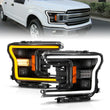 Load image into Gallery viewer, ANZO 18-20 Ford F-150 (w/o Fctry LED) Full LED Proj Headlights w/Light Bar Swtchbk Seq. Black w/Init - Main Product View
