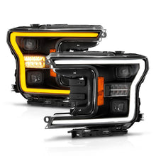 Load image into Gallery viewer, ANZO 18-20 Ford F-150 (w/o Fctry LED) Full LED Proj Headlights w/Light Bar Swtchbk Seq. Black w/Init - Side View