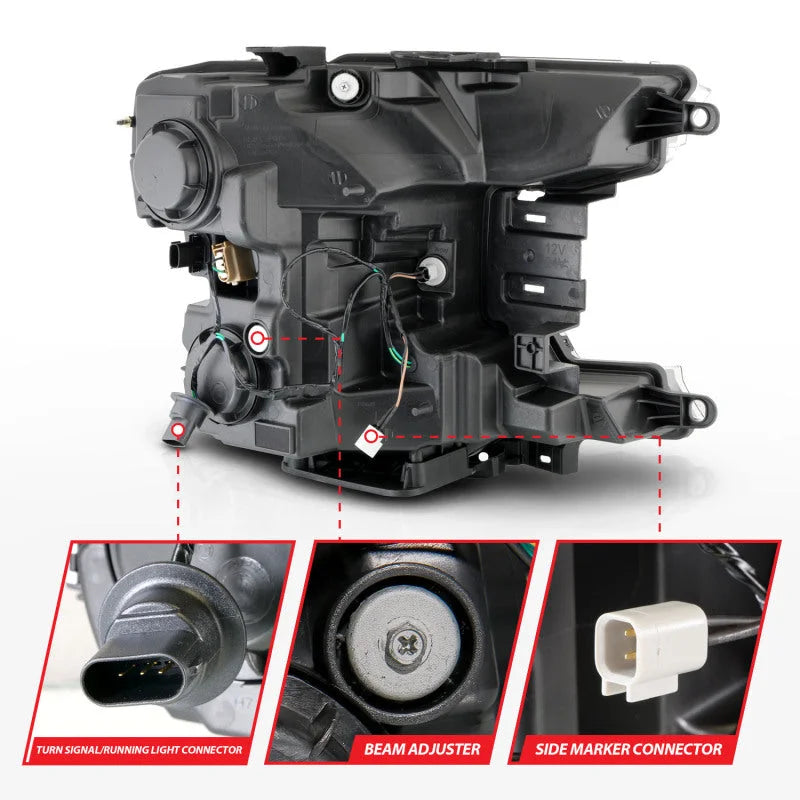 ANZO 18-20 Ford F-150 (w/o Fctry LED) Full LED Proj Headlights w/Light Bar Swtchbk Seq. Black w/Init - Additional View 5