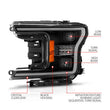 Load image into Gallery viewer, ANZO 18-20 Ford F-150 (w/o Fctry LED) Full LED Proj Headlights w/Light Bar Swtchbk Seq. Black w/Init - Additional View 6