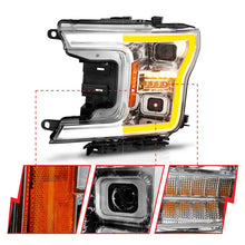 Load image into Gallery viewer, ANZO 18-20 Ford F-150 (w/o Fctry LED) Full LED Proj Headlights w/Light Bar Swtchbk Seq. Chrome w/Int - Installation View
