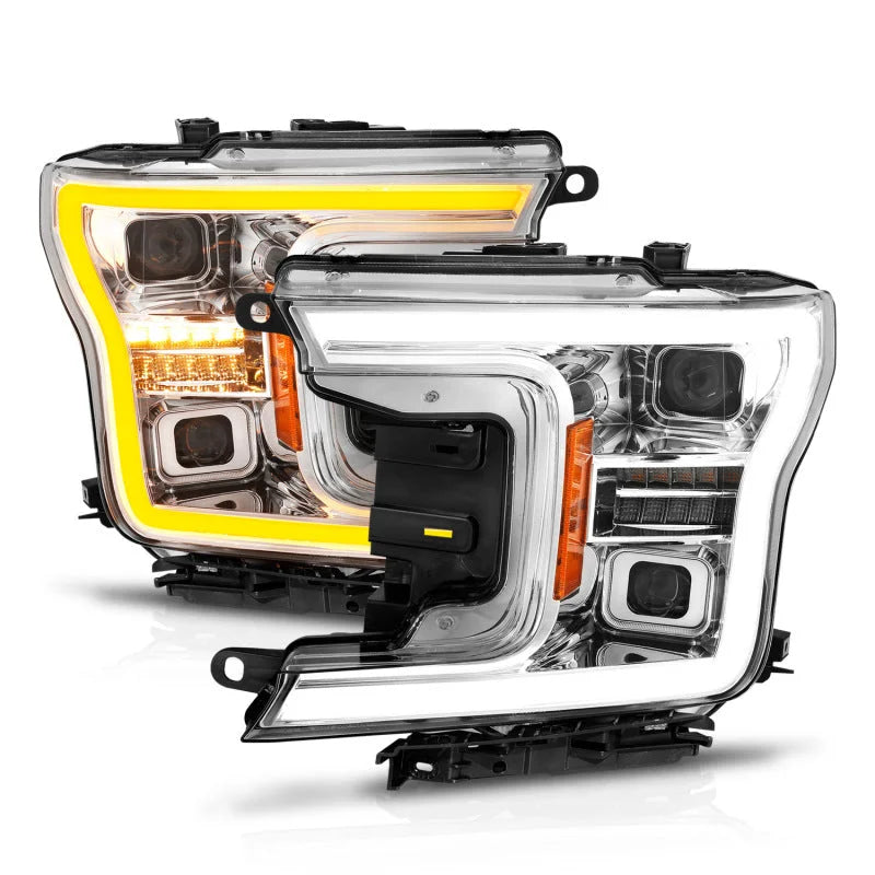 ANZO 18-20 Ford F-150 (w/o Fctry LED) Full LED Proj Headlights w/Light Bar Swtchbk Seq. Chrome w/Int - Additional View 6