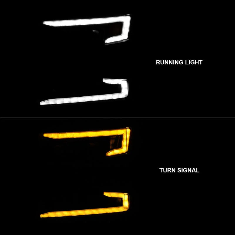 ANZO 19-22 Chevrolet Silverado 1500 LED Proj HL w/Lgt Bar SwBk Seq. Blk w/In. Light - Driver Side ON - Additional View 6
