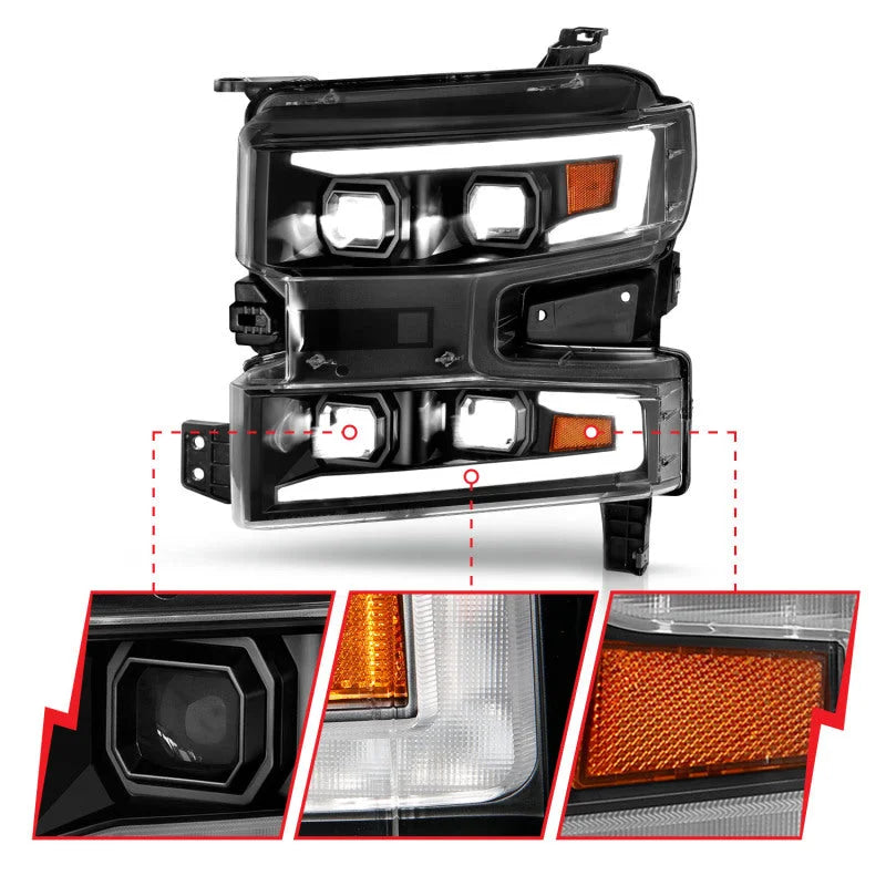 ANZO 19-22 Chevrolet Silverado 1500 LED Proj HL w/Lgt Bar SwBk Seq. Blk w/In. Light - Passenger Side - Additional View 5