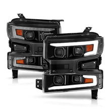Load image into Gallery viewer, ANZO 19-22 Chevrolet Silverado 1500 LED Proj HL w/Lgt Bar SwBk Seq. Blk w/In. Light - Passenger Side - Additional View 7