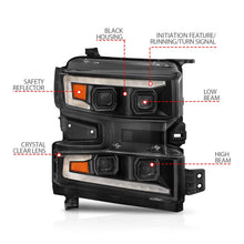 Load image into Gallery viewer, ANZO 19-22 Chevrolet Silverado 1500 LED Proj HL w/Lgt Bar SwBk Seq. Blk w/In. Light - Passenger Side - Additional View 8