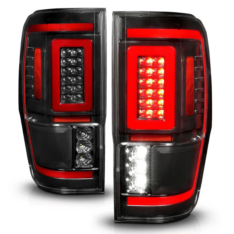 ANZO 19-22 Ford Ranger Full LED Taillights w/ Lightbar Sequential Signal Black Housing/Clear Lens - Installation View