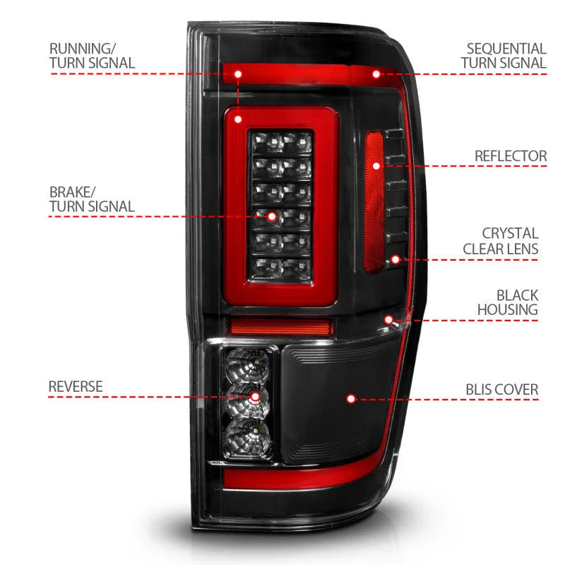 ANZO 19-22 Ford Ranger Full LED Taillights w/ Lightbar Sequential Signal Black Housing/Clear Lens - Additional View 6
