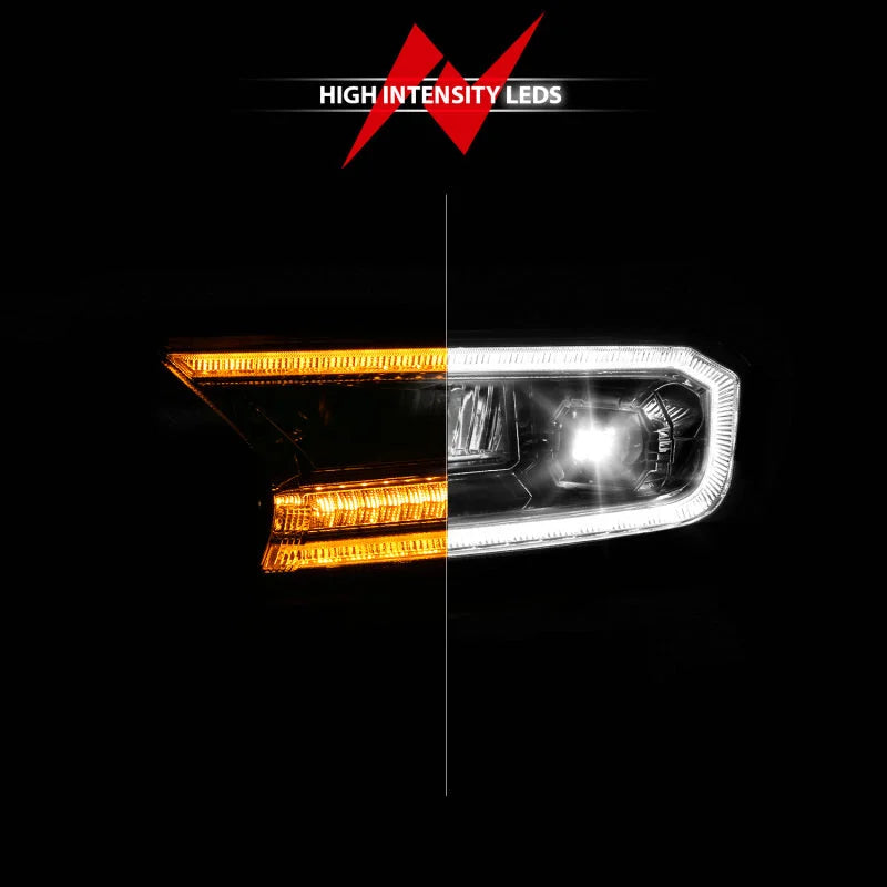 ANZO 19-23 Ford Ranger (Factory Halogen Models) Full LED Proj Headlights DRL/SeqSig Chrome - Pair - Additional View 6