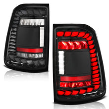 Load image into Gallery viewer, ANZO 19-24 RAM 1500 (Factory Halogen Models) Full LED Tail Lights SeqSig Black - Pair - Back View
