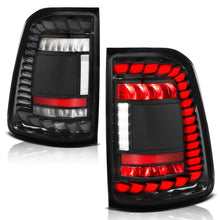 Load image into Gallery viewer, ANZO 19-24 RAM 1500 (Factory LED Models ONLY) Full LED Tail Lights SeqSig Black - Pair - Back View