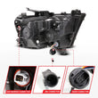 Load image into Gallery viewer, ANZO 19-24 RAM 1500 (New Body/OE Halogen) Full LED Proj Headlights DRL/SeqSig Black - Driver Side - Side View