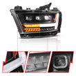 Load image into Gallery viewer, ANZO 19-24 RAM 1500 (New Body/OE Halogen) Full LED Proj Headlights DRL/SeqSig Black - Pass. Side - Back View