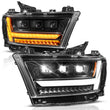 Load image into Gallery viewer, ANZO 19-24 RAM 1500 (New Body/OE Halogen) Full LED Proj Headlights DRL/SeqSig Black - Pass. Side - Additional View 12
