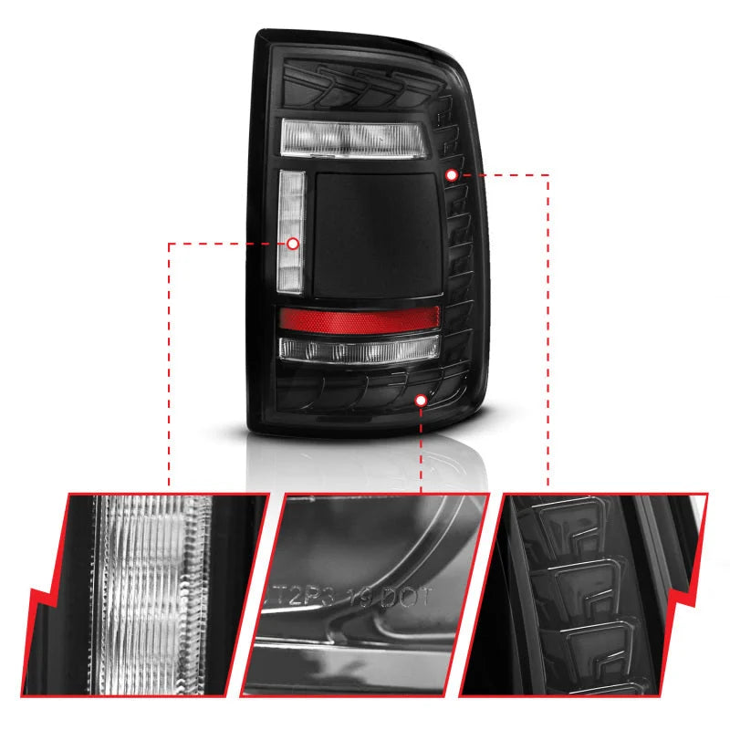 ANZO 19-24 RAM 2500/3500 Full LED Tail Lights SeqSig Black - Pair - Additional View 5
