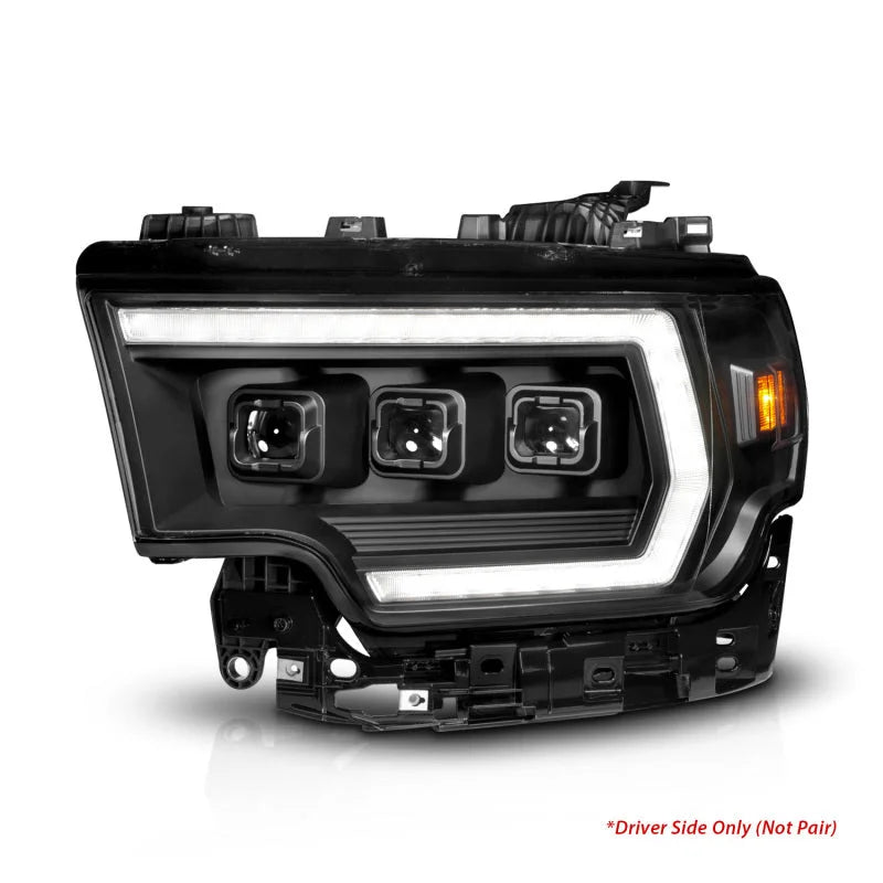 ANZO 19-24 RAM 2500/3500 Z-Series Full LED Proj Headlights DRL/Init/SeqSig - Driver Side ONLY - Back View