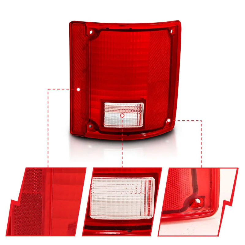 ANZO 1978-1991 Chevy Blazer Taillight Red/Clear Lens w/o Chrome Trim Fleetside (OE Replacement) - Side View