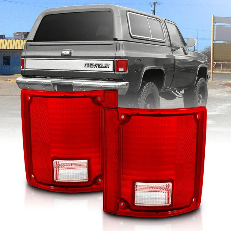 ANZO 1978-1991 Chevy Blazer Taillight Red/Clear Lens w/o Chrome Trim Fleetside (OE Replacement) - Back View