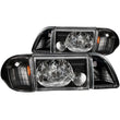 Load image into Gallery viewer, ANZO 1987-1993 Ford Mustang Crystal Headlights Black w/ Corner Lights 3pc - Main Product View